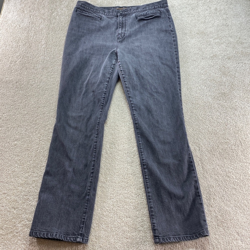 Lauren Ralph Lauren Jeans Womens 14 Black Straight Leg Faded Denim Stretch